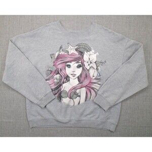 Disney Princess Ariel The Little Mermaid XXXL Gray Sweatshirt Women's Crew Neck